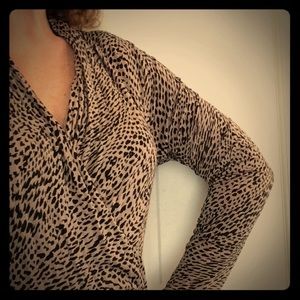 Wrap style knit leopard print blouse